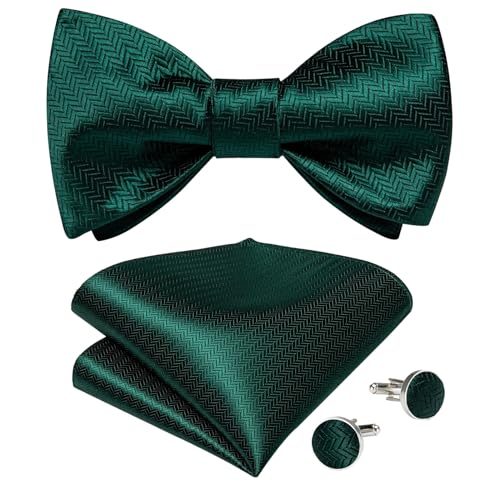 Set de Corbata de Moño Formal con Pañuelo y Gemelos