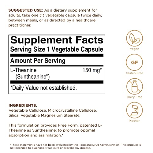 Solgar L-Theanine 150 mg, 60 Vegetable Capsules - image 2