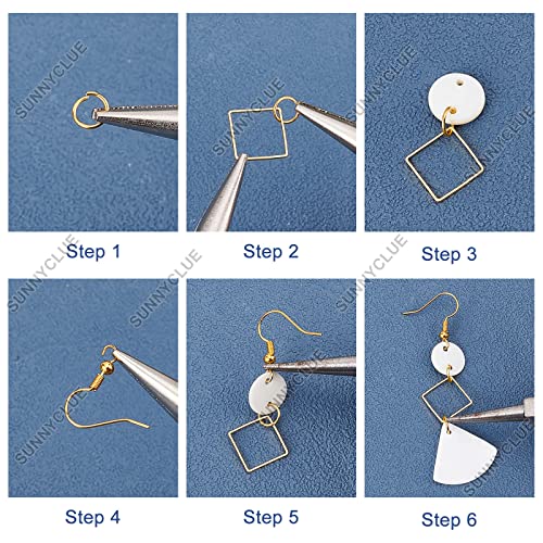 SUNNYCLUE 1 Box 10 works DIY Shell Earrings Dangle Making Starter Kit Seashell Charms Sun Moon Star Charms Geometric Teardrop Beads for Jewelry Making Kits Beginner Women DIY Craft Supplies - Image 4