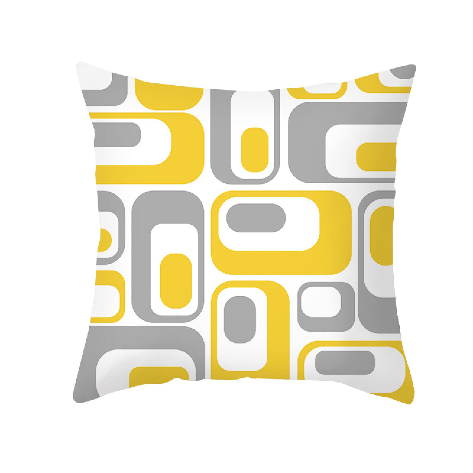 Cushion Covers Grey Yellow Geometry Pillow Cases Soft Linen Cushions with Covers Included Washable Sofa Cushions with Invisible Zip Pillowcase Breathable Pillow Cover 60x60 Cushion Cover 1 Pack