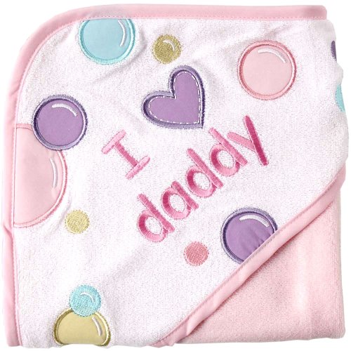 Image of Luvable Friends Unisex Baby Hooded Towel, Pink Dad, One Size