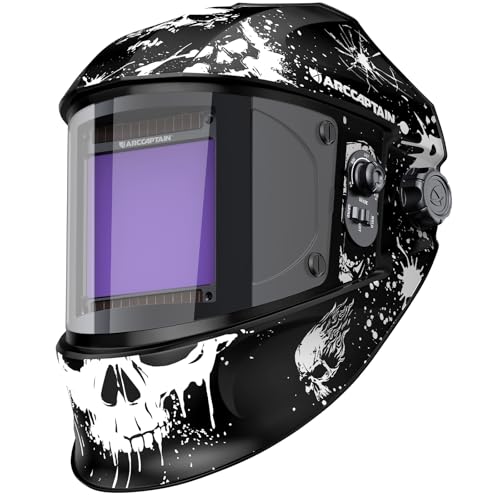 Image of ARCCAPTAIN 3.94"X3.66" Welding Helmet Auto Darkening, 1/1/1/1 Top Optical Clarity Large Viewing Screen Solar Power Welding Hood with 4 Arc Sensor, Wide Shade 4-5/5-9/9-13 for TIG MIG ARC Welding Cut