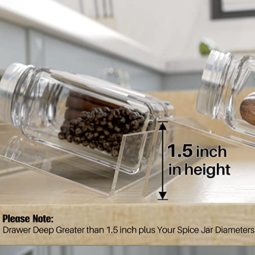 Spice Drawer Organizer, 4 Tiers 2 Set Clear Acrylic Slanted In Drawer Seasoning Jars Insert, Expandable From 13" To 26", Hold Up 56 Spice Jars Kitchen Countertop Rack Tray (Jars Not Include) #TOP4