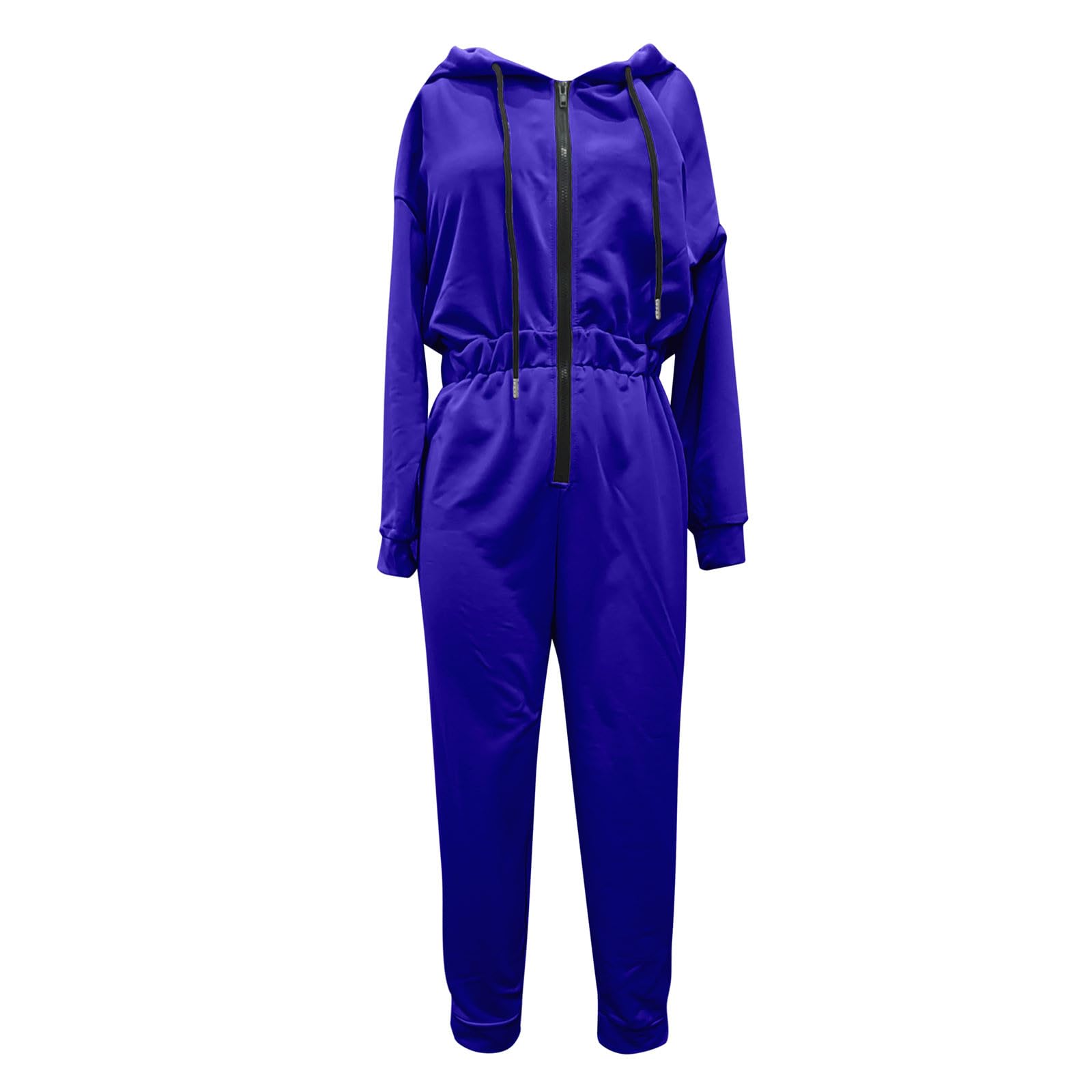 Combinaison grande taille hiver polaire à manches longues avec capuche et cordon de serrage pour tenue décontractée chaude et élégante