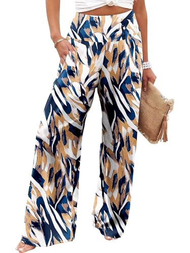 JZC Women's Palazzo Lounge Pants Casual Wide Leg Pants High Waist Flowy Toursers with Pockets