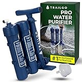 Trailgo Pro Water Purifier Water Purification System for Survival - High-Volume Hand Pump Portable Water Filter for Group Camping, Backpacking, Emergency Preparedness - 3-Stage Water Filtration System