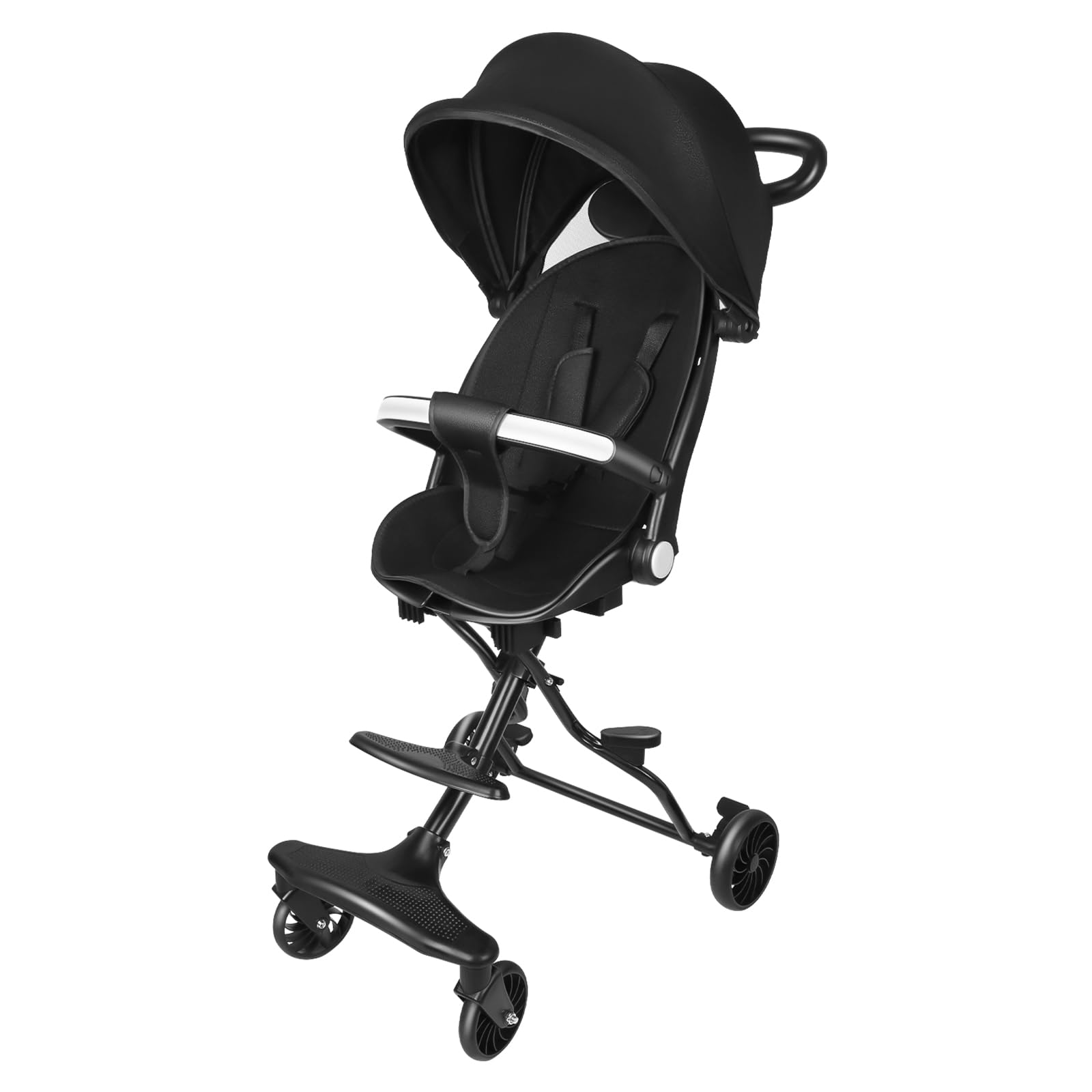 OHMG - Cochecito compacto de 0 a 4 años, 0 a 22 kg, cochecito de bebé, ligero y compacto, posición alargada, plegable automático, bandolera