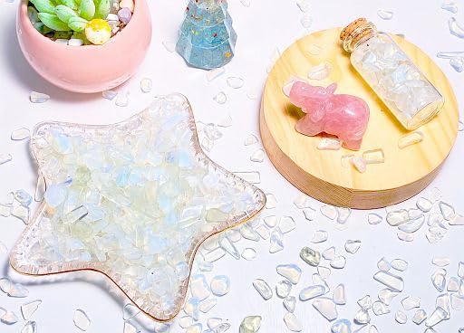 Image of YATOJUZI Opal Aquarium Gravel Rocks Bulk Wholesale Tumbled Crystals Stones Chips Crushed Reiki Energy Balancing Gemstones for Planters Vase Filler Fountain Fish Tank Potted Decor 0.44LB