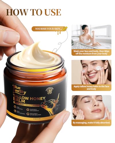 Whipped Beef Tallow for Skin with Beeswax,Eczema Rosacea Support 4/OZ | 100% Gress Fed Tallow and Raw Honey Balm for Face,Organic Face Moisturizer for Dry Sensitive Skin,Non-Comedogenic - image 6