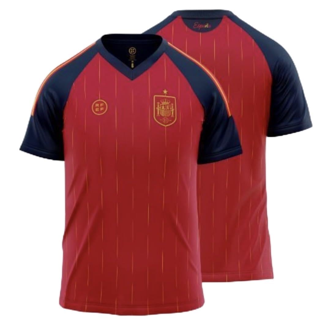 Camiseta Roja Deportiva Unisex 100% Poliéster - Diseño Inspirado en España, Ligera y Transpirable para Fútbol, Tallas S-XXL