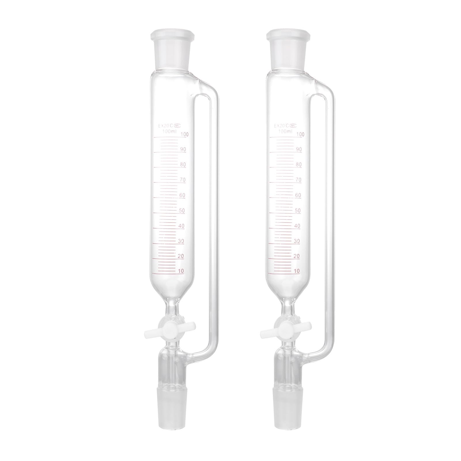 Zylindrischer Glas Scheidetrichter mit Ptfe Hahn für Labortrennung