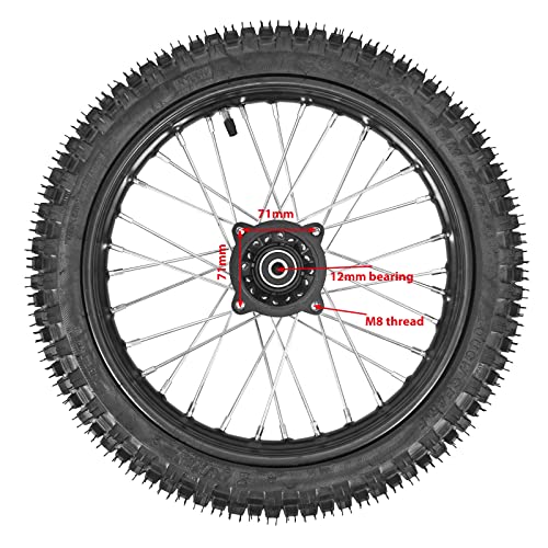 Trkimal Front 60/100-14 Tire Wheel Rim With 12mm Bearing For Dirt Pit Bike (60/100-14(12mm inner bearing))