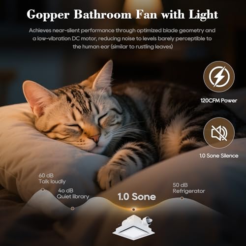 Image of Ultra Quiet Bathroom Exhaust Fan with Light, 120 CFM, 1.0 Sones