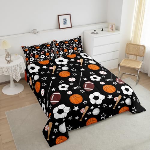 Image of Feelyou Sports Theme Bedding Set King Size for Kids Teens