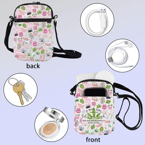 ZJXHPO Marijuana Weed Leaves Cross Body Bag Let's Get High Messenger Bag Weed Shoulder Bag 420 Gift3