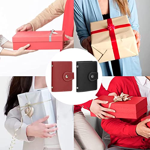 Image of 2 Pcs Credit Card Holder and business card holder,Sd Card Holder Each Has 26 Card Organizers, 2024 New Credit Card Holders book for Men and Women., black+red, 4 inch x 3 inch x 0.8 inch, Contracted