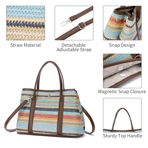 Bolso playa tejido Straw Tote para mujer verano miniatura 6