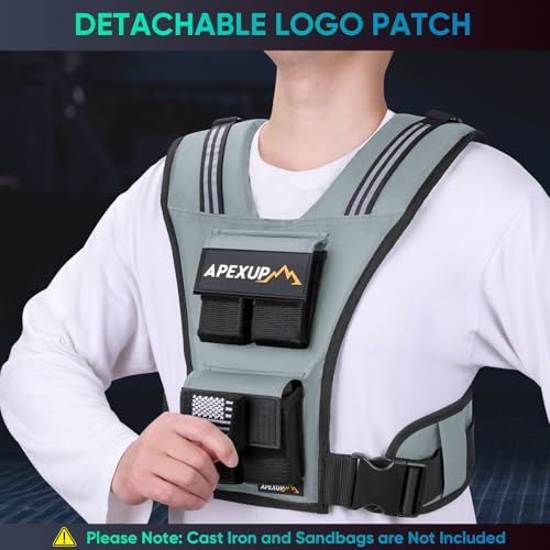 Image of APEXUP Adjustable Weighted Vest Men 20lbs /30lbs /40lbs Weights with Reflective Stripe, Weight Vest Woman Workout Vest for Strength Training Running Walking