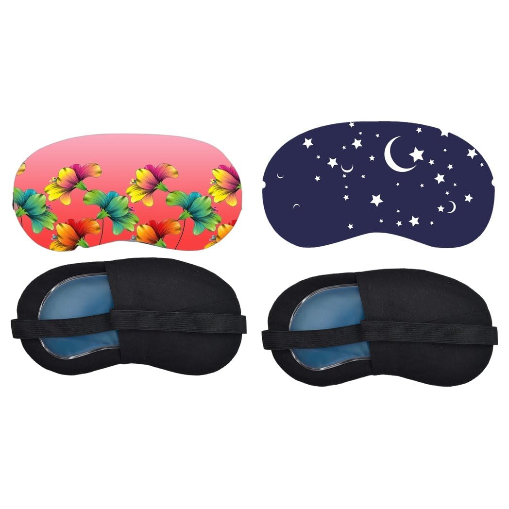 Aoxeria Tropical Hibiscus, Moon and Stars Sleeping Eye Mask Combo, Soft Comfortable Light-Blocking Eye Cover for Women, Men & Kids, Reusable Blindfold for Night Sleep, Nap, Travel, Flight (Pack of 2)-image-25