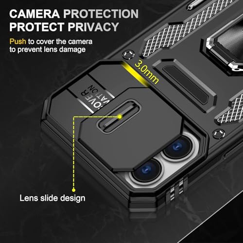 Image of Luxe Back Cover for Compatibe for Apple iPhone 16 | D10 Tough Armor Case | Sliding Camera Shield | 360 Protection | Kickstand Ring Holder | Military-Grade Bumper Case