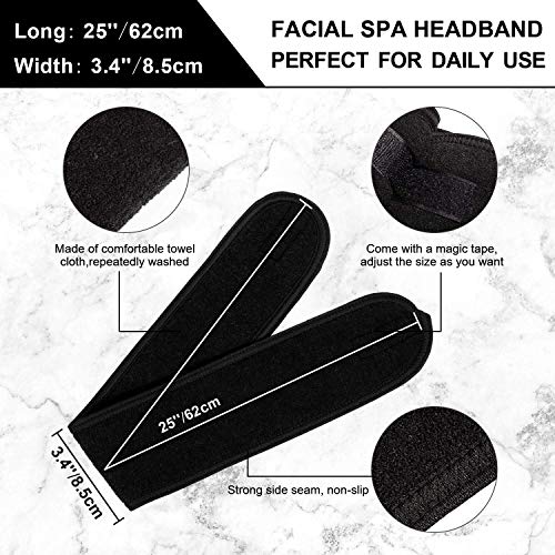 Image of Whaline 3Pcs Spa Facial Headband Make Up Wrap Head Terry Cloth Headband Adjustable Washable Towel for Shower Makeup Face Washing Skincare Facial Treatment Sport Fits (White, Black, Pink)