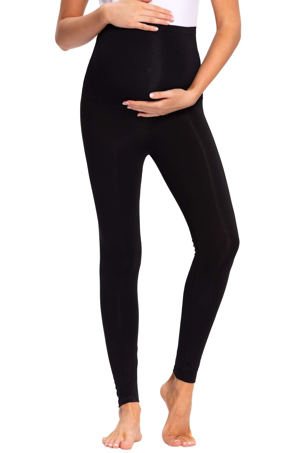 Legging Grossesse Maternité, Pantalon de Grossesse Femme Leggings Longs de Grossesse en Coton, Super Confortable Legging Vêtements Grossesse Sports et Loisirs