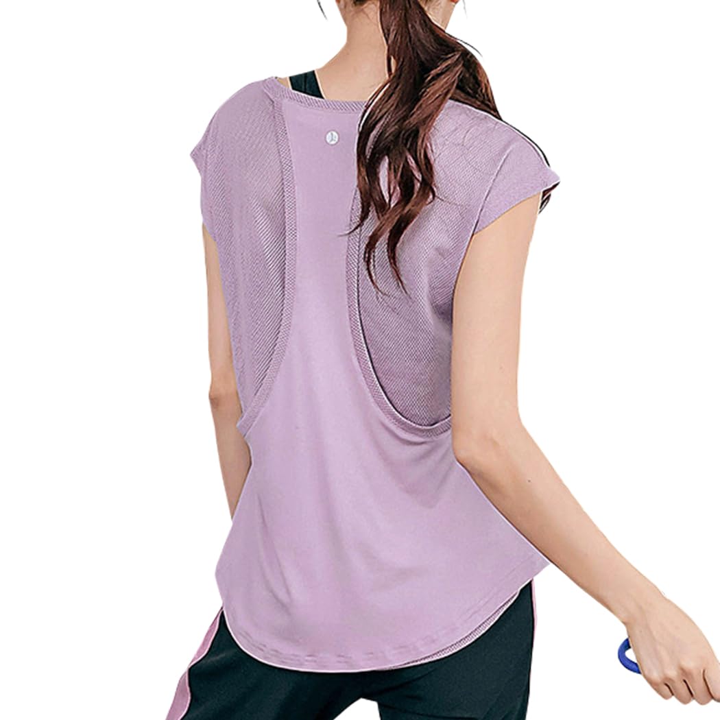 [DAYCLOSET] ヨガウェアトップス 半袖 レディース メッシュ ピラティスウェア ゆったり 速乾 吸汗 通気性 薄手 yoga184