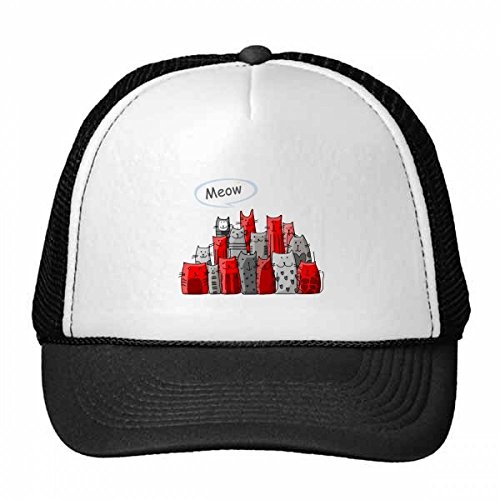 Chapeau de camionneur cat meow avec visière et maille nylon