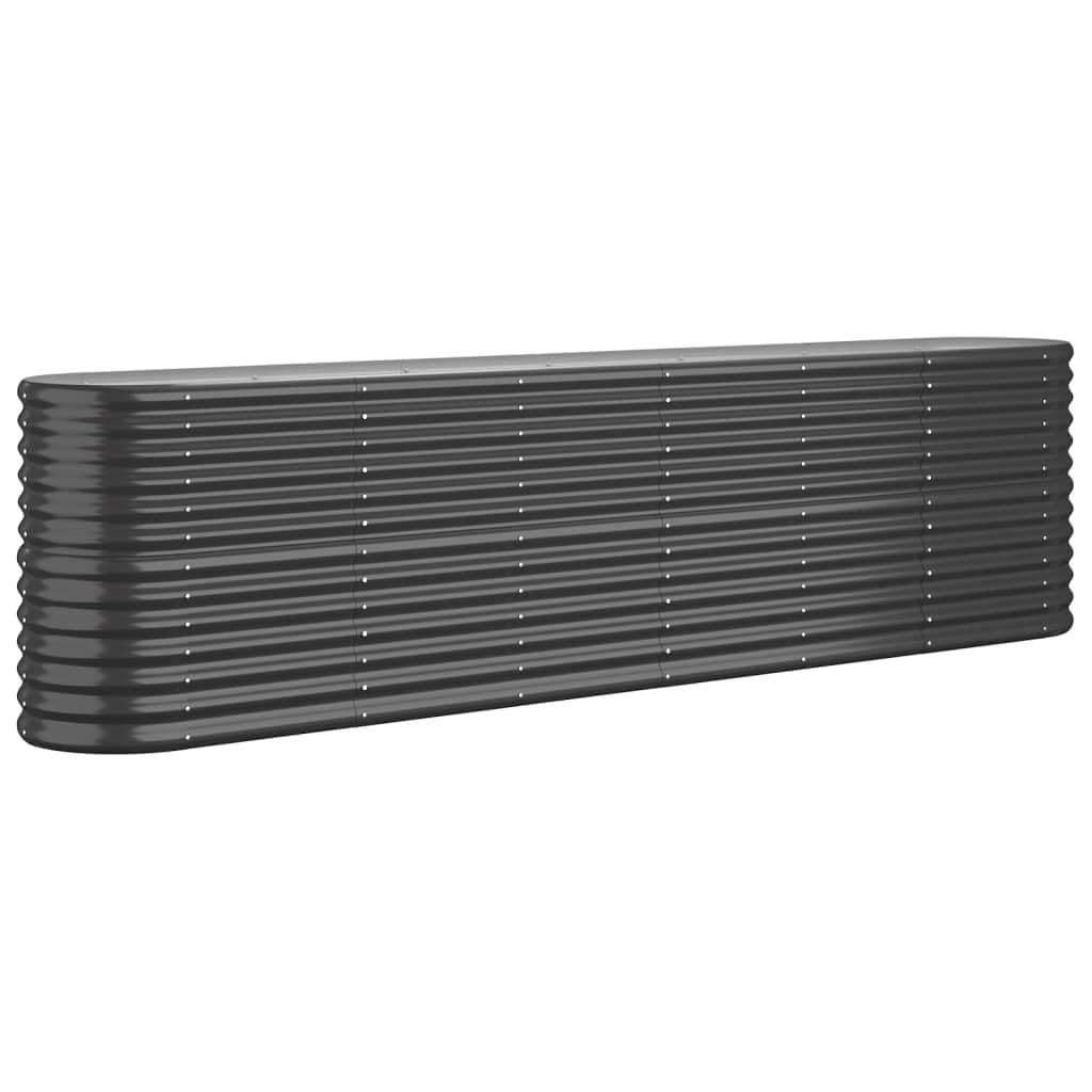 Vidaxl Anthracite Powder-Coated Steel Garden Raised Bed - 260X40x68 Cm - Sturdy & Weather-Resistant - Oval Planter For Outdoor Gardening Size 15