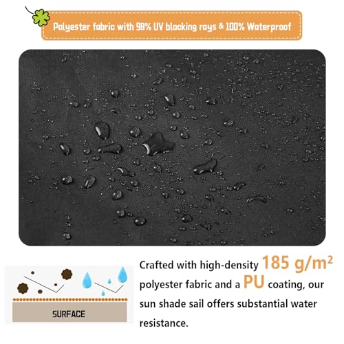 Voile d'ombrage contre la chaleur et la pluie bâche étanche noire 1.6x2.8 m patio