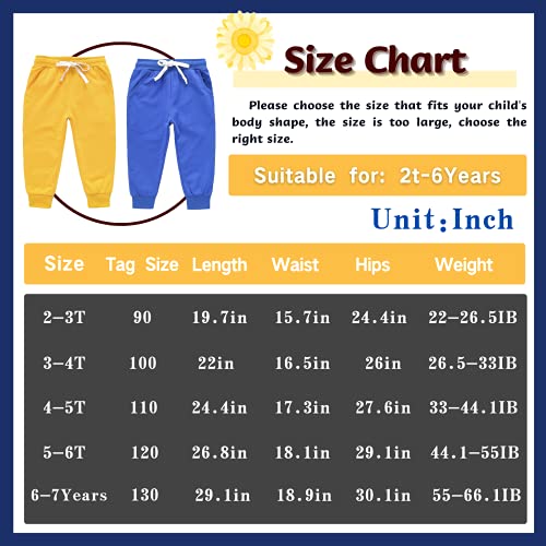 Boy's 2-Pack Pants, Toddler Cotton Pull on Jogger, Kids Dinosaur Drawstring Elastic Sweatpants2