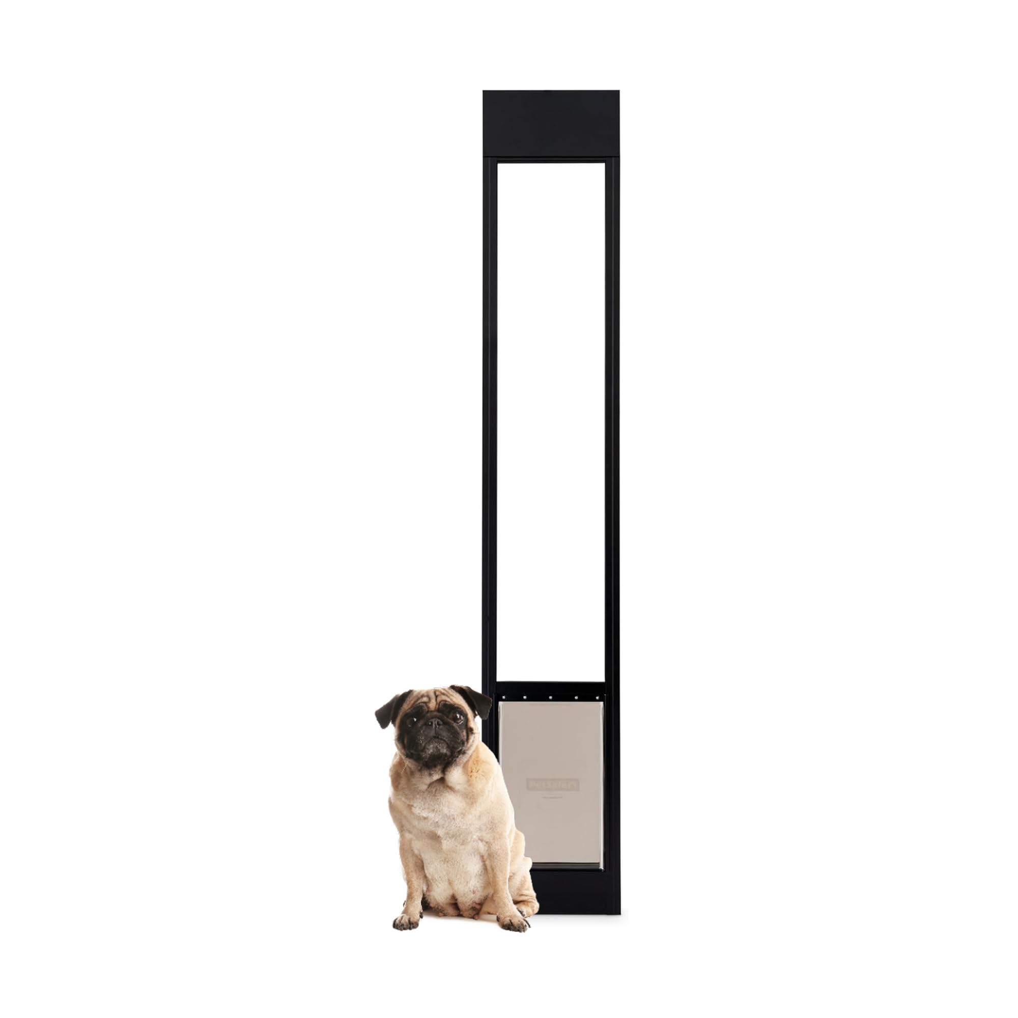 PetSafe Sliding Glass Pet Door - No-Cut DIY Install Doggy Door for Renters - Aluminum Frame - Adjustable Height 75 7/8" to 80 11/16" - Ideal for Medium Dogs Up to 40 lb - Black