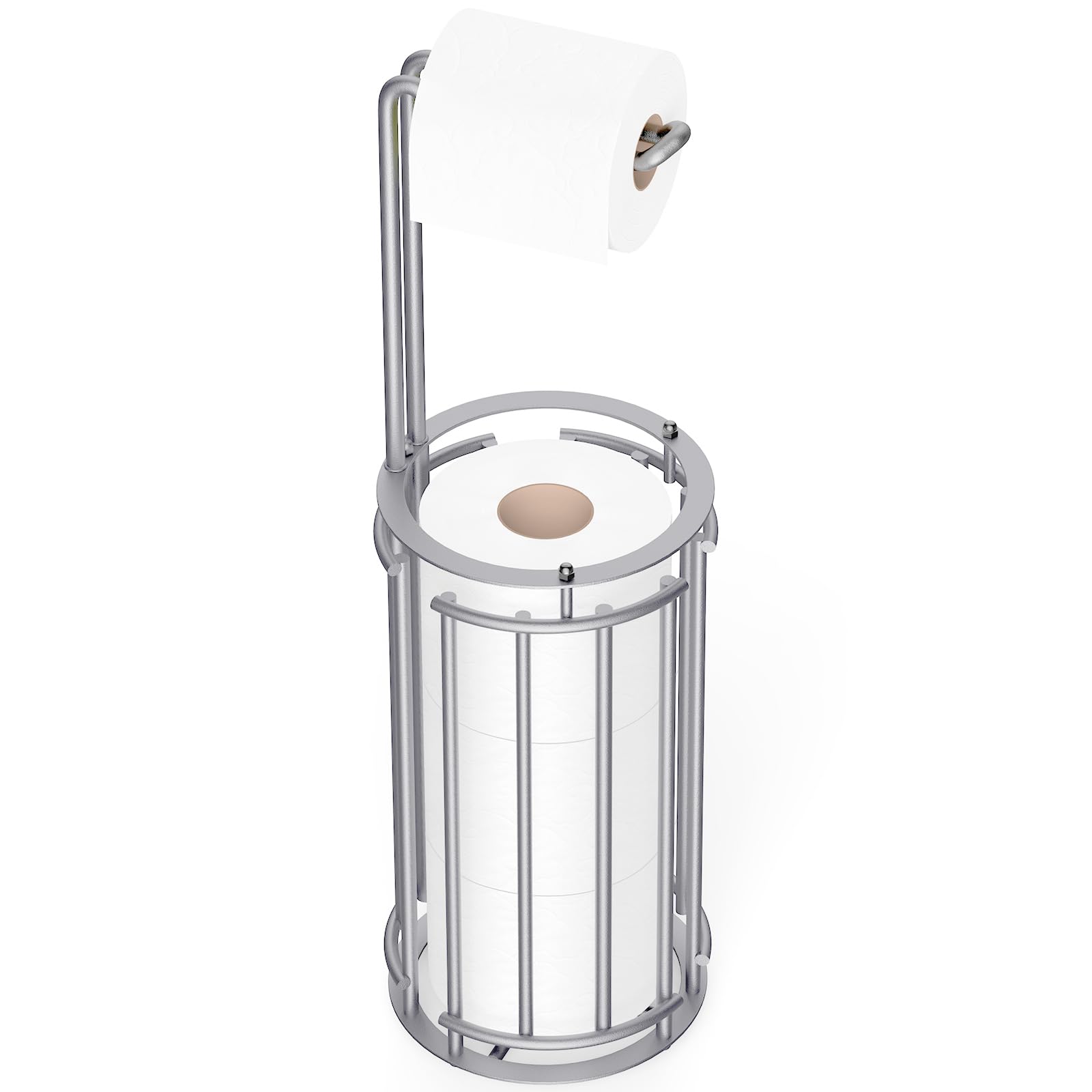 Meangood Porta carta igienica e dispenser per rotolo di carta igienica, per 4 rotoli grandi (argento opaco)