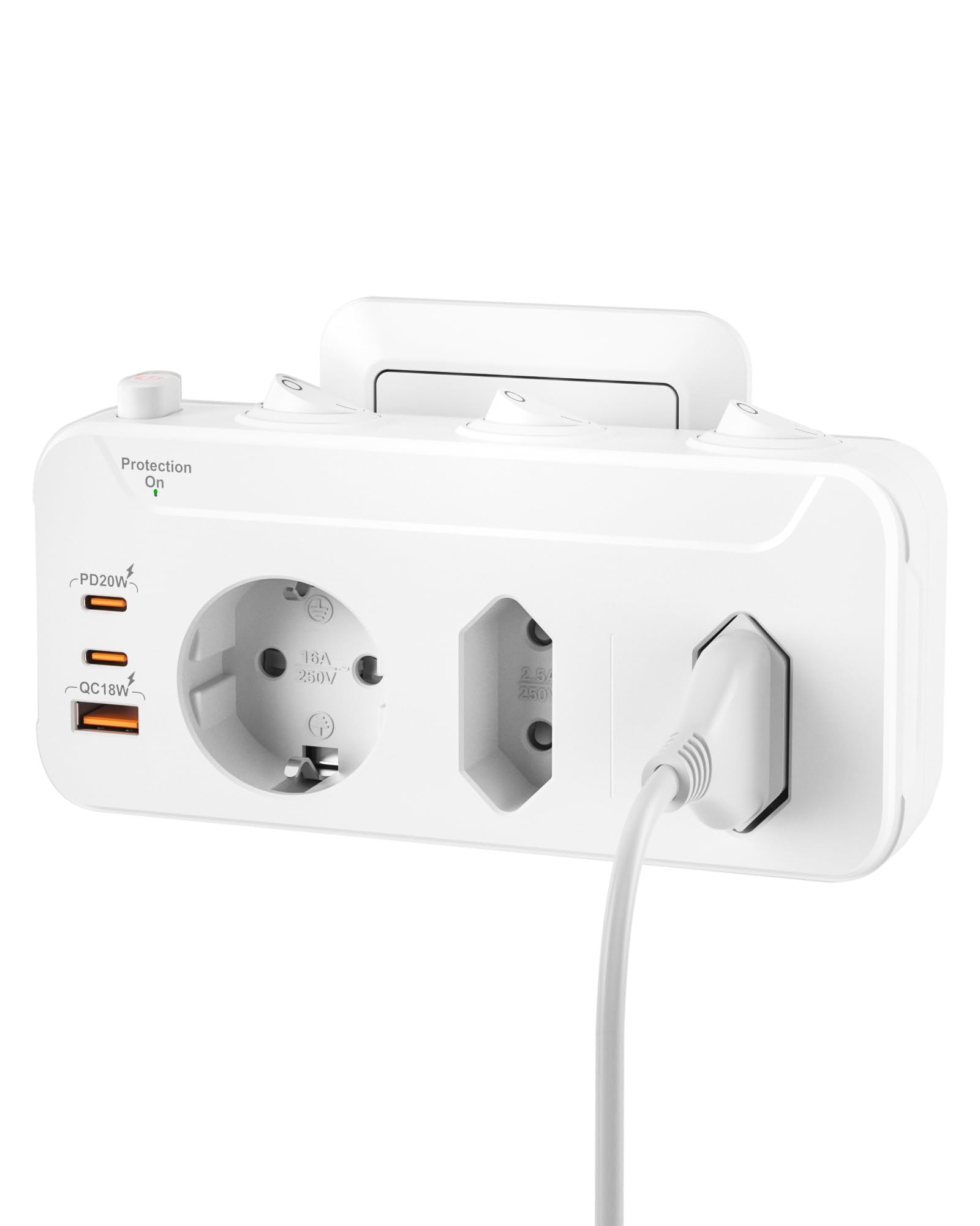 Doppelstecker für Steckdose mit Schalter, USB Steckdose Einzeln Schaltbar, mit Kindersicherung für Küche, Büro oder Heim, Weiß