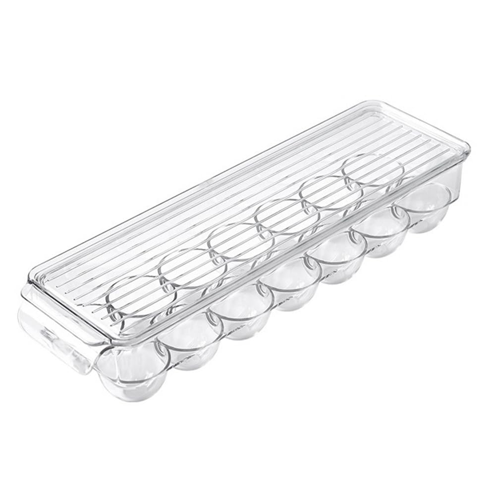CTRLZS Clear Plastic Egg Holder - 14 Egg Tray Holder - Free Fridge Organizer with Lid, Refrigerator Storage Container