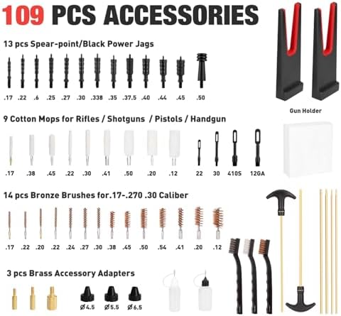 Universal Gun Cleaning Kit for All Caliber Compatible with Pistol Rifle Handgun Shotgun Hunting with Cleaning Stand，Gifts for Men, Dad, Husband Detail