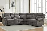 Power Premium Fabric Reclining Sectional Sofa Set, Zero Gravity Recliner Couch with USB Port 1 Console Storage 2 Cup Holders (Power, 1 Console)