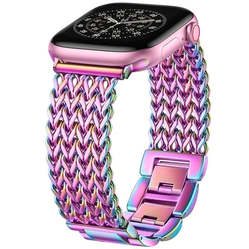 Image of Metal Band Compatible with Apple Watch Bands for Women 40mm 41mm 42mm 38mm 44mm 45mm 46mm 49mm, Dressy Stainless Steel Link Bracelet, Designer Strap for iWatch Series 11 /SE /10 /9 /8 /7 /6 /5 /4 /3 /2 /1 /Ultra