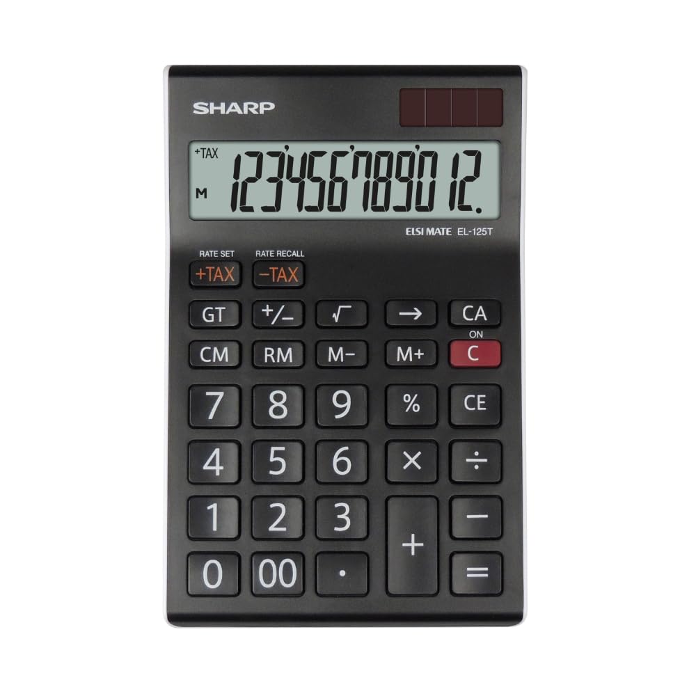 Sharp EL125TWH Desk Calculator - Black