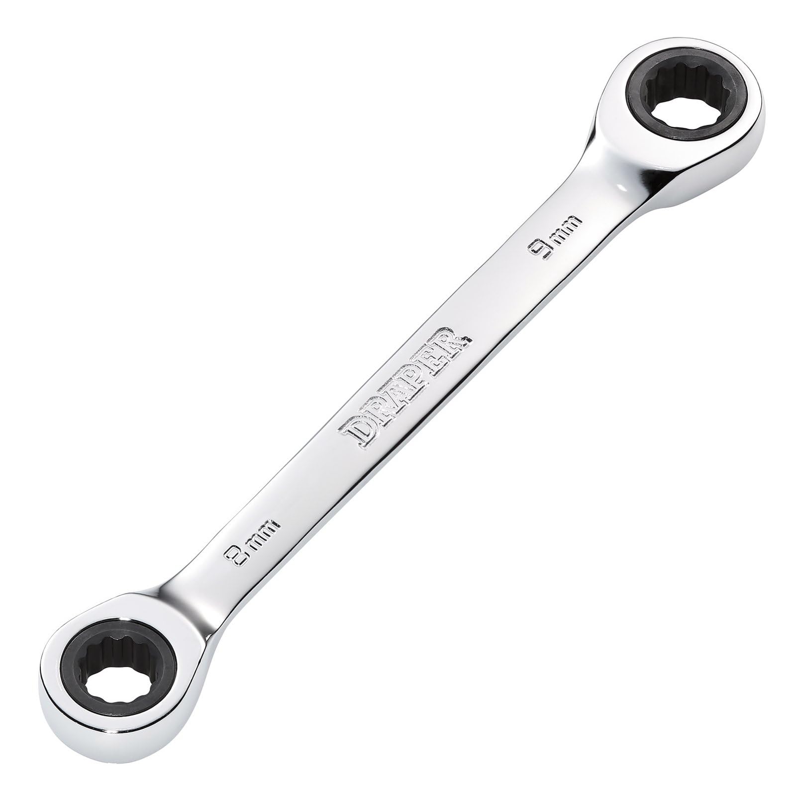 Draper 27735 HI-TORQ Metric Double Ratchet Ring Spanner, 8 x 9mm