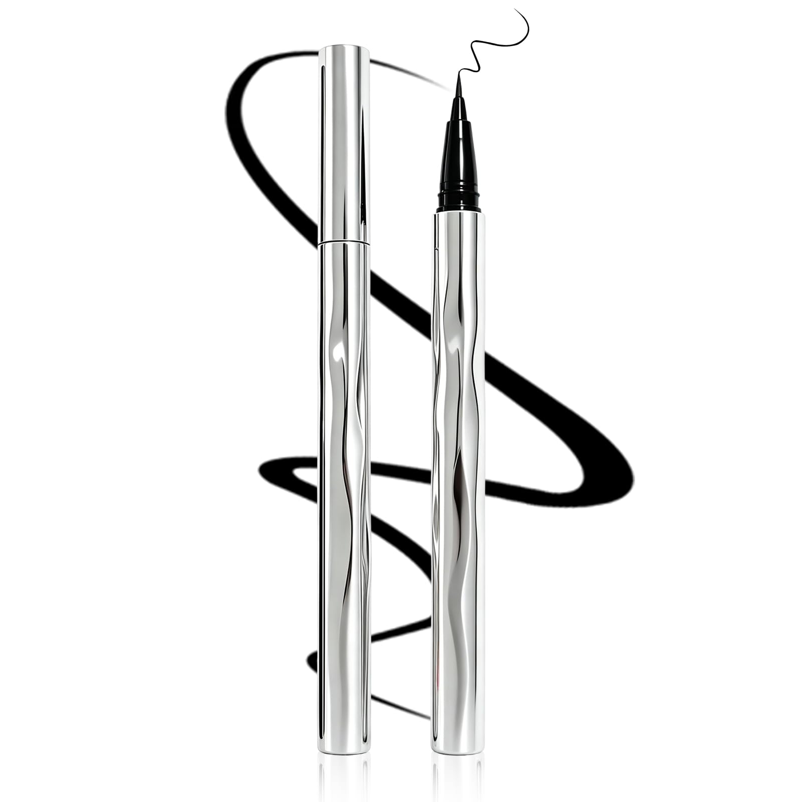 2pcs Waterproof Liquid Eyeliner, 24-Hour Long-Lasting Black Liquid Eyeliner, Lightweight Silky Smooth Eye Makeup, Eyeliner Pen for Older and Young Women
