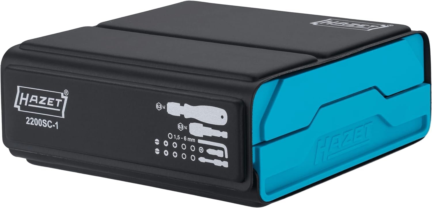 HAZET SmartCase Bit-Set 2200SC-1 I Jeu de 69 embouts d'outillage, entraînement : 6 pans 6,3 mm (1/4 pouce), pour commande manuelle I Mallette à outils mobile Fabriqué en Allemagne'.