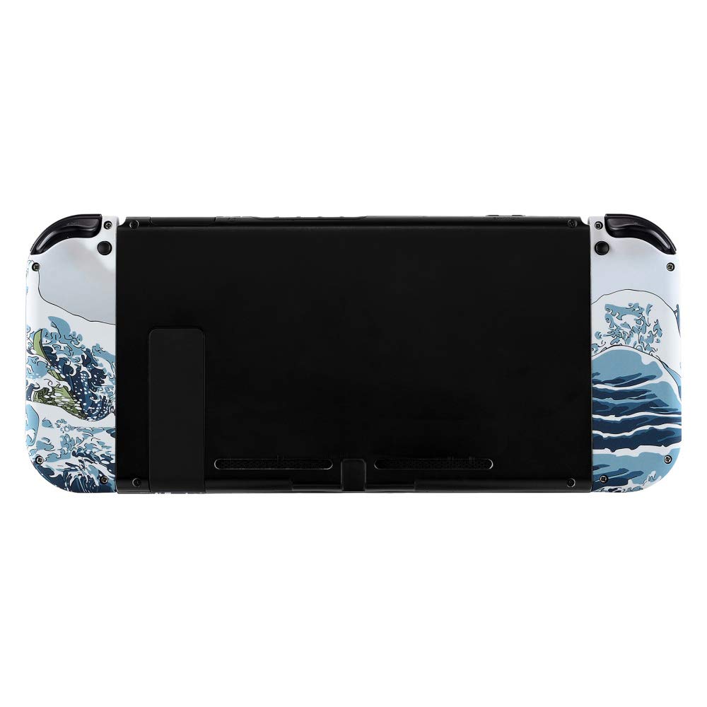 eXtremeRate Cover Custodia Tasti per Nintendo Switch/OLED Joycon Controller,Scocca Pulsanti Case Kit DIY Ricambio per Nintendo Switch/OLED Joystick,Senza Joycon-Grande Onda