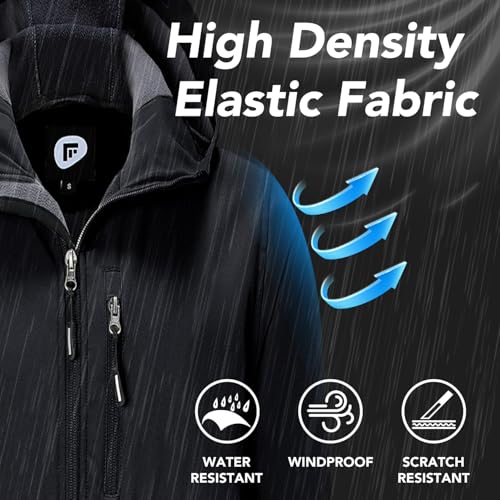 Garemcy Men's Insulated Softshell Jacket Water Resistant Lightweight Fleece Lined Windbreaker with Hood4