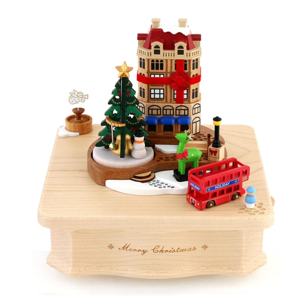 Muzyczna Pozytywka Christmas Music Box Mechanism Clockwork Pudełko Muzyczne Drewniane Pudełka Dla Chłopców Dziewczyny Dzieci Kobiety Rotacja Rzemiosła Prezent Dekoracyjne Pamiątki