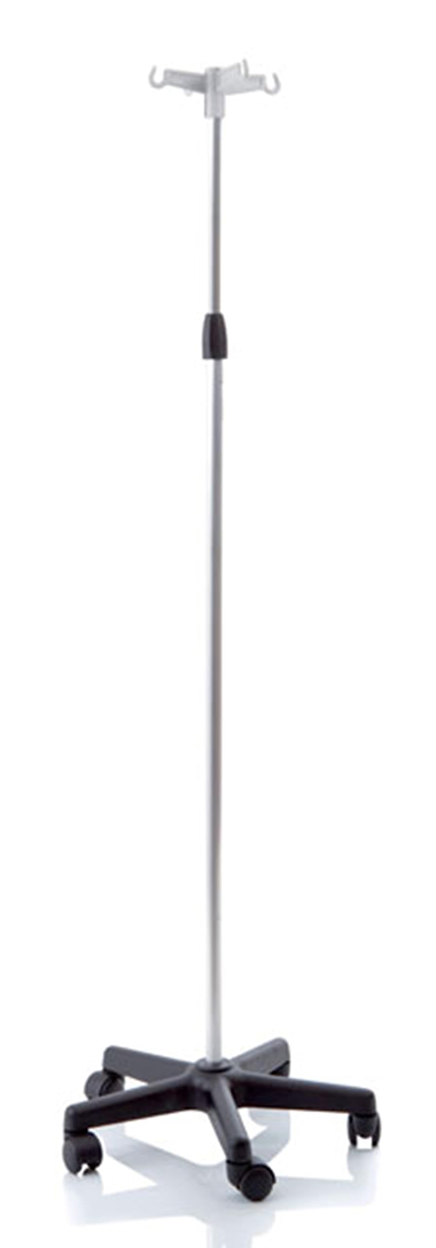 Asta Porta flebo in alluminio anodizzato 4 ganci base con ruote