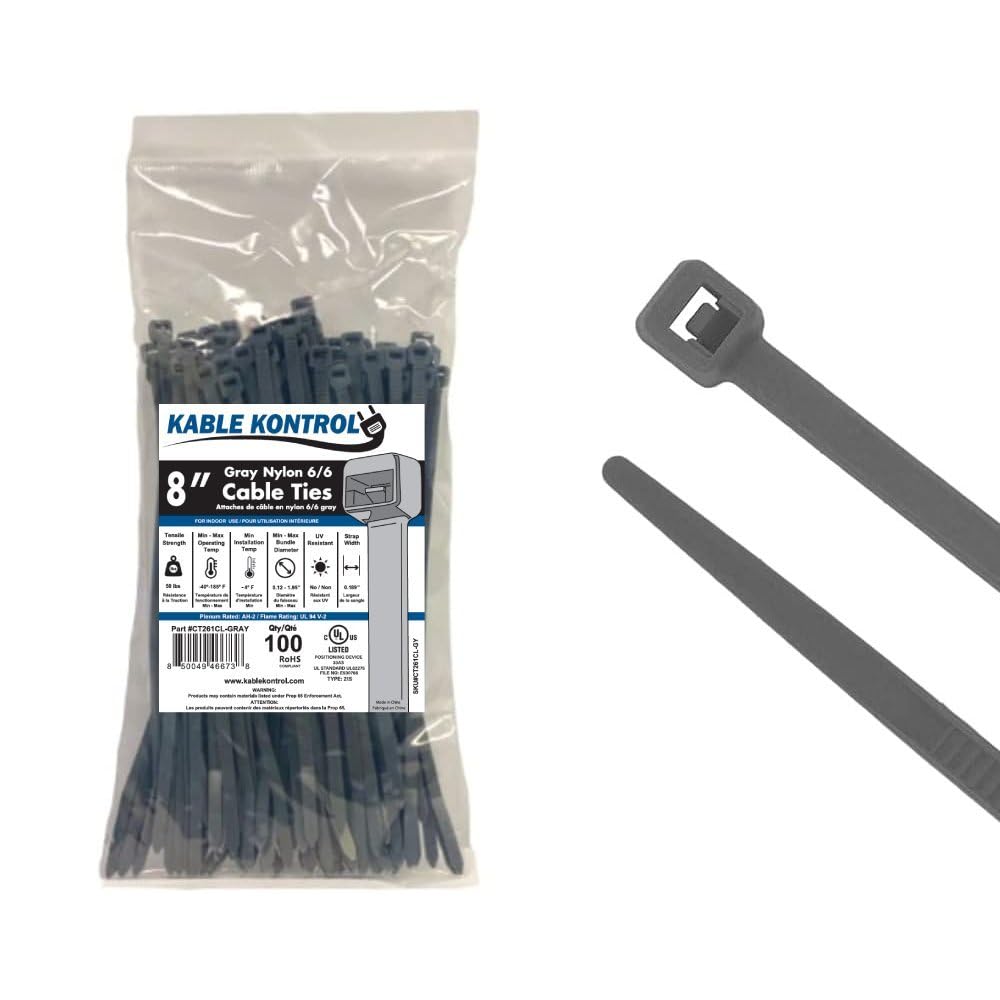 Kabelbinder 20,3 Cm – 100 Stück, Gelb, 50 Lb. Zugfestigkeit, Aus Nylon 6-6, Für Innenbereich