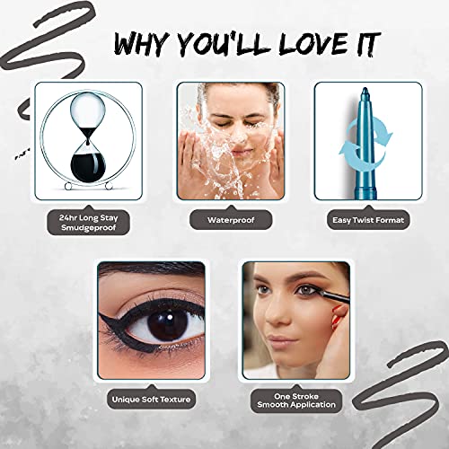Image of FACES CANADA Ultime Pro Twist Eye Kajal Liner - Silver, 0.35g | High Impact Intense Color In 1 Stroke | 24HR Long Stay | Matte Finish | Soft Texture | Waterproof & Smudgeproof | Made With Carnauba Wax