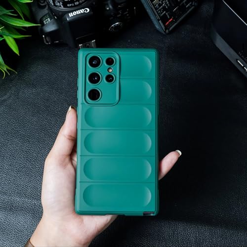 Image of Gadgetsmantra Back Cover Case for Samsung Galaxy S22 Ultra Shockproof Protective Silky Shield Camera Protection Case for Men & Boys(Green)