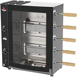 Forno Assador Rotativo Industrial Elétrico PRAC-05 T - Gás Baixa Pressão 5 Espetos Mistos p/ 1.3Kg/ Cada - Progás Bivolt - Chave Seletora